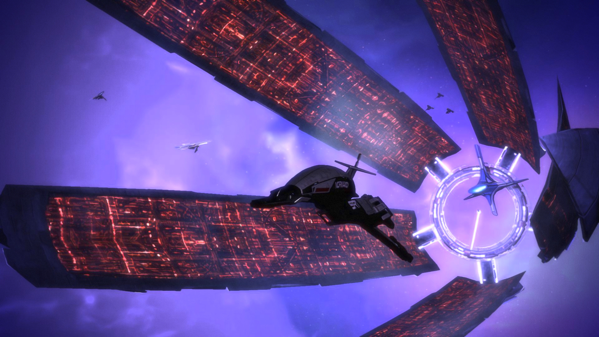 space battle near alien structure