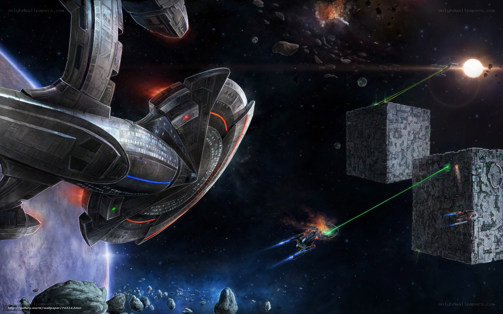 Space battle near alien structures
