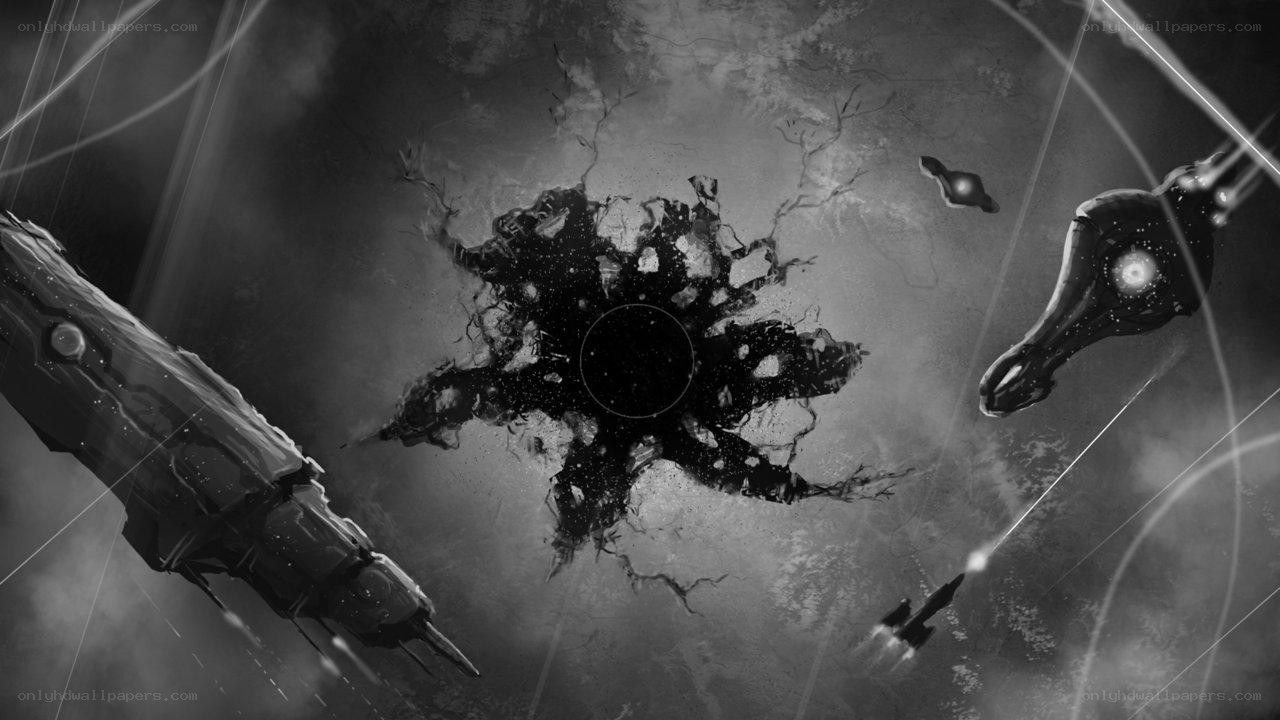 space battle near black hole