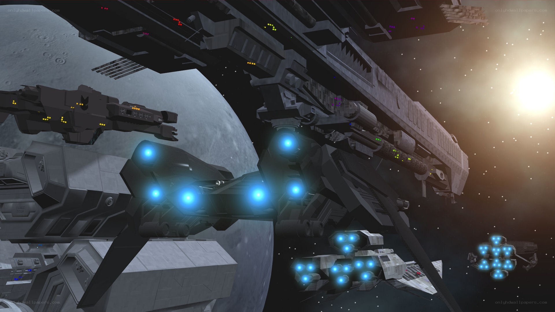 space battle near moon