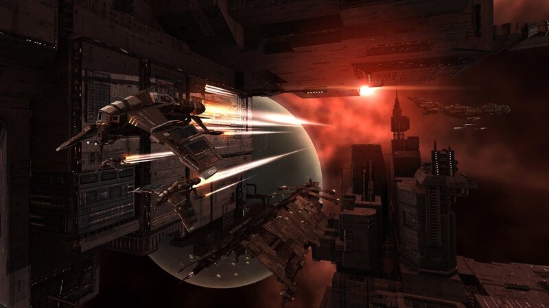 space battle near orbital station
