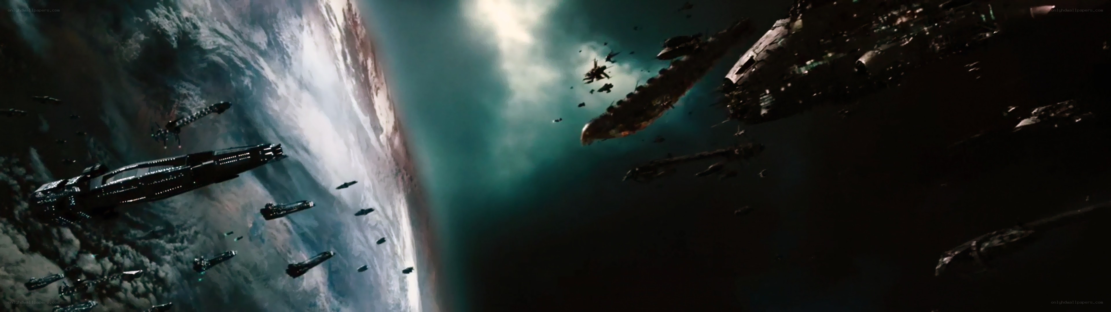 space battle near planet