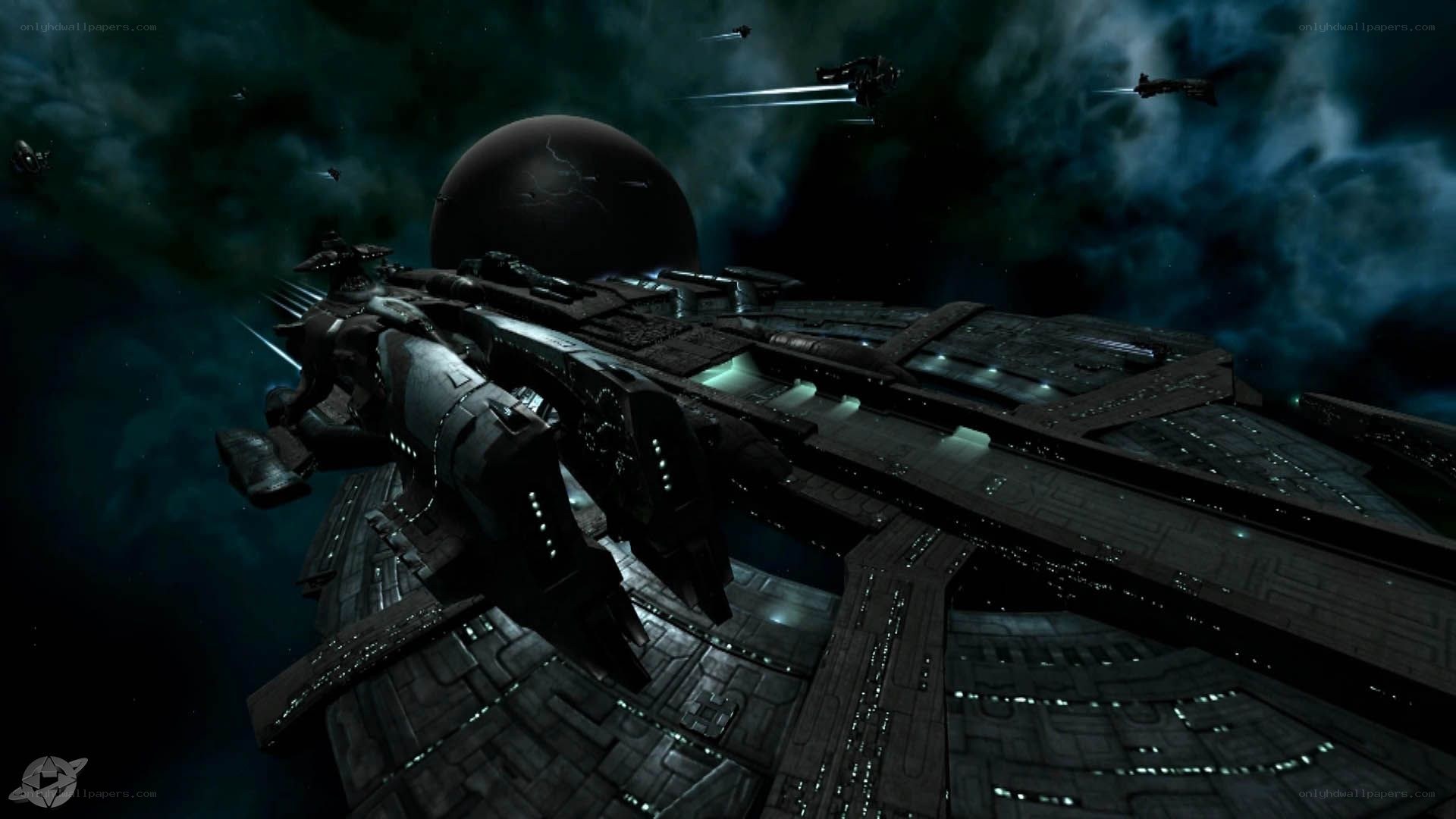 space battle near planet
