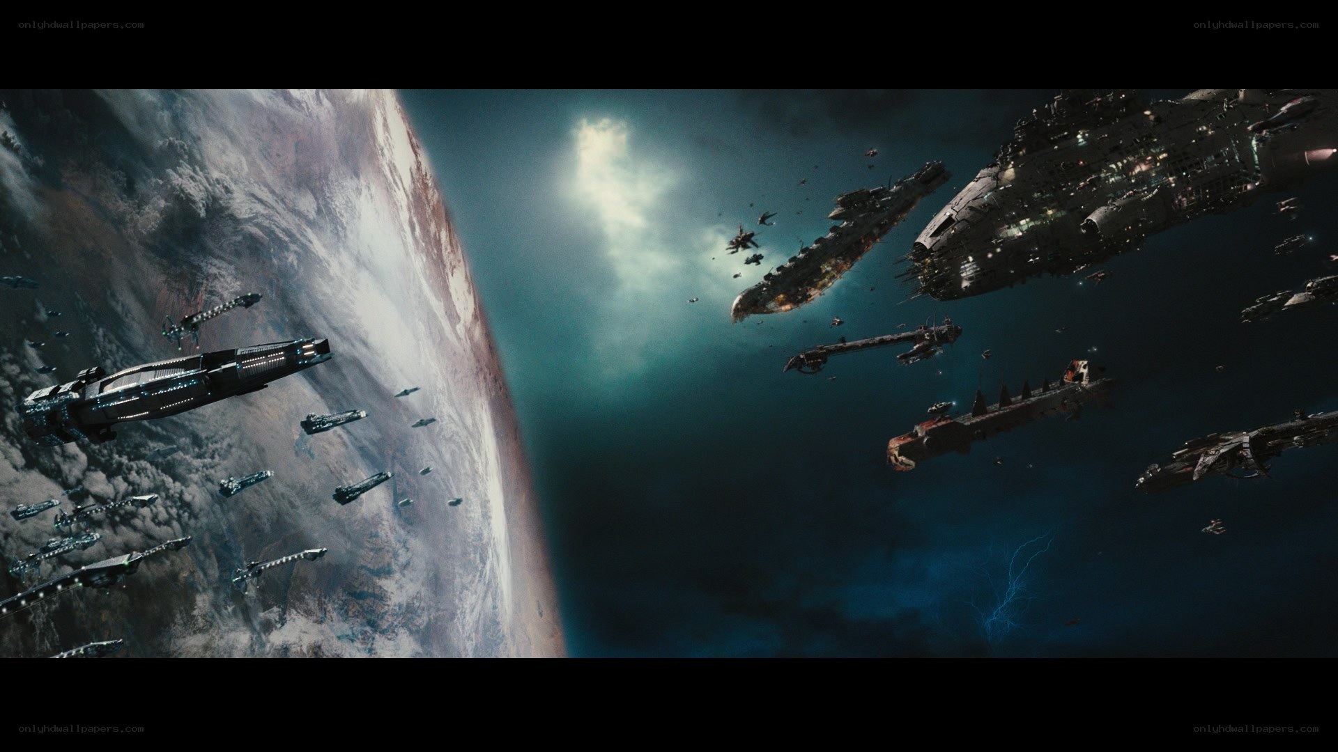 space battle near planet