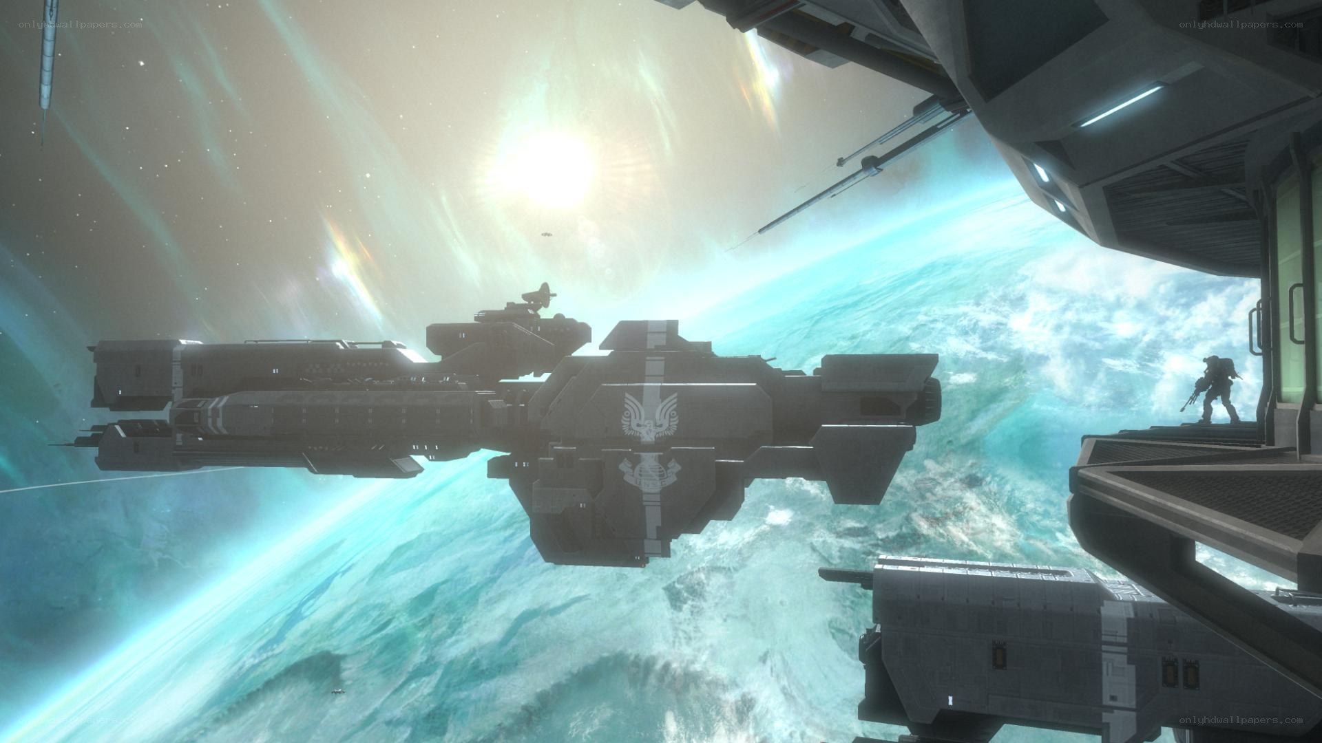 space battle near planet
