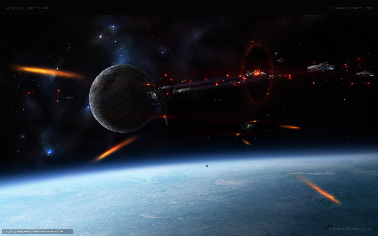 space battle near planet