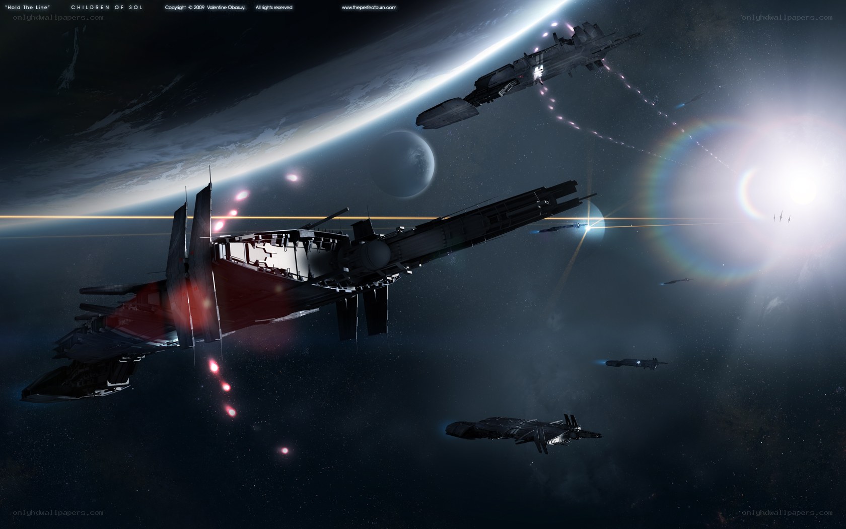 Space battle near planet