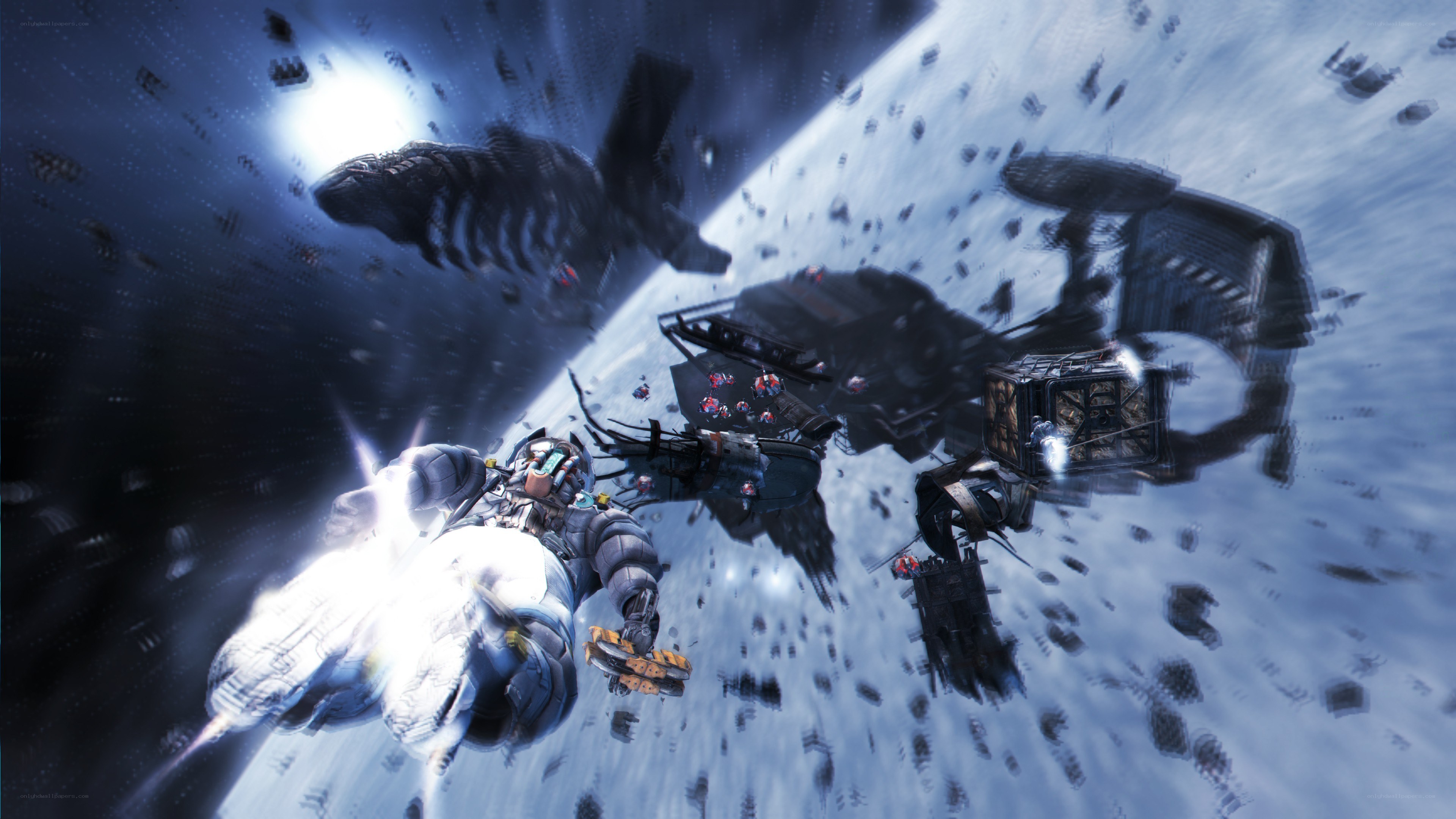space battle near planet