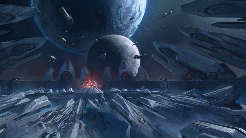 space battle near planet