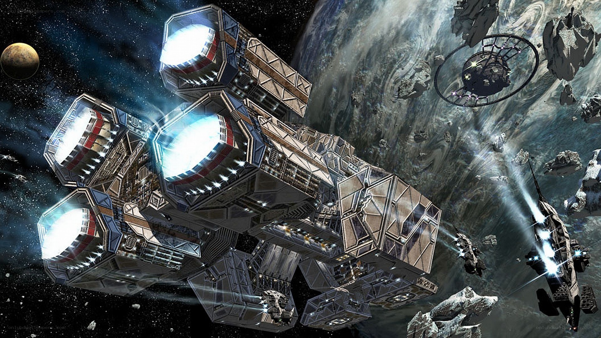 space battle near planet