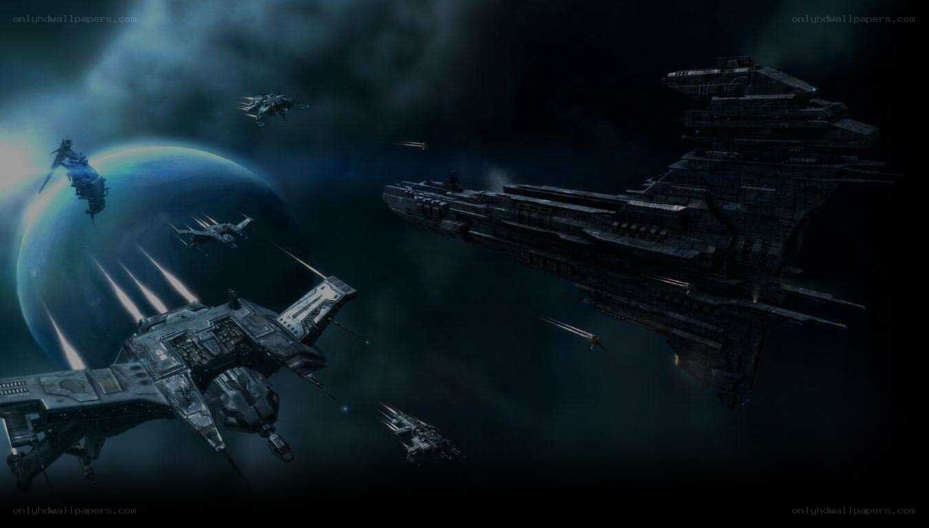 space battle near planet
