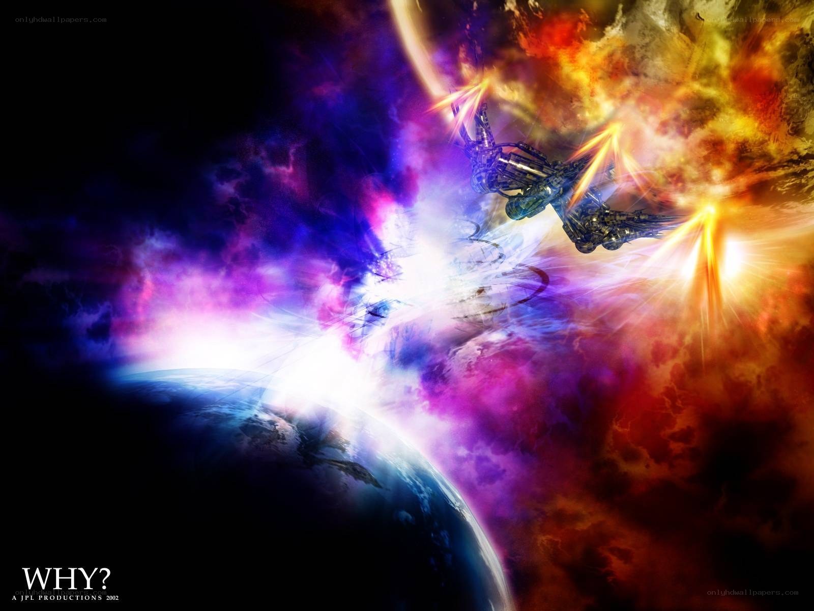 space battle near planet