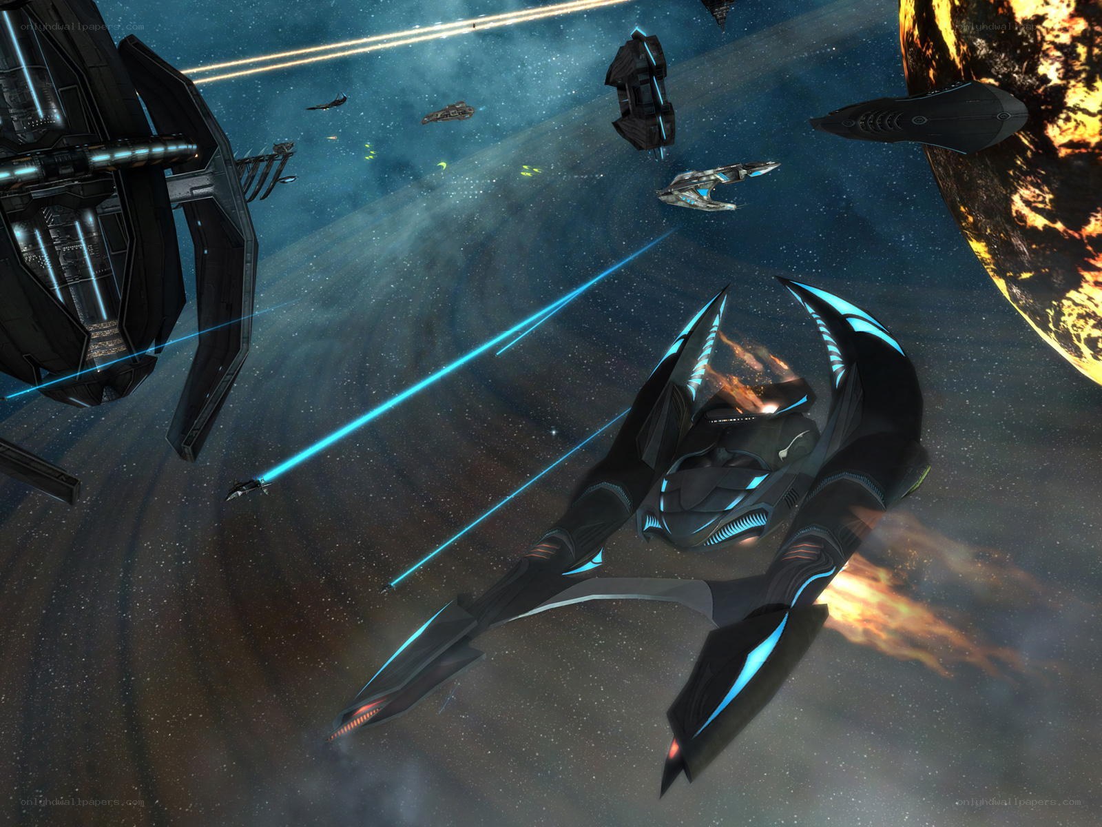 space battle near planet