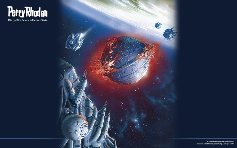 Space Battle Near Planet — Blue, Dramatic, Night, Illustration
