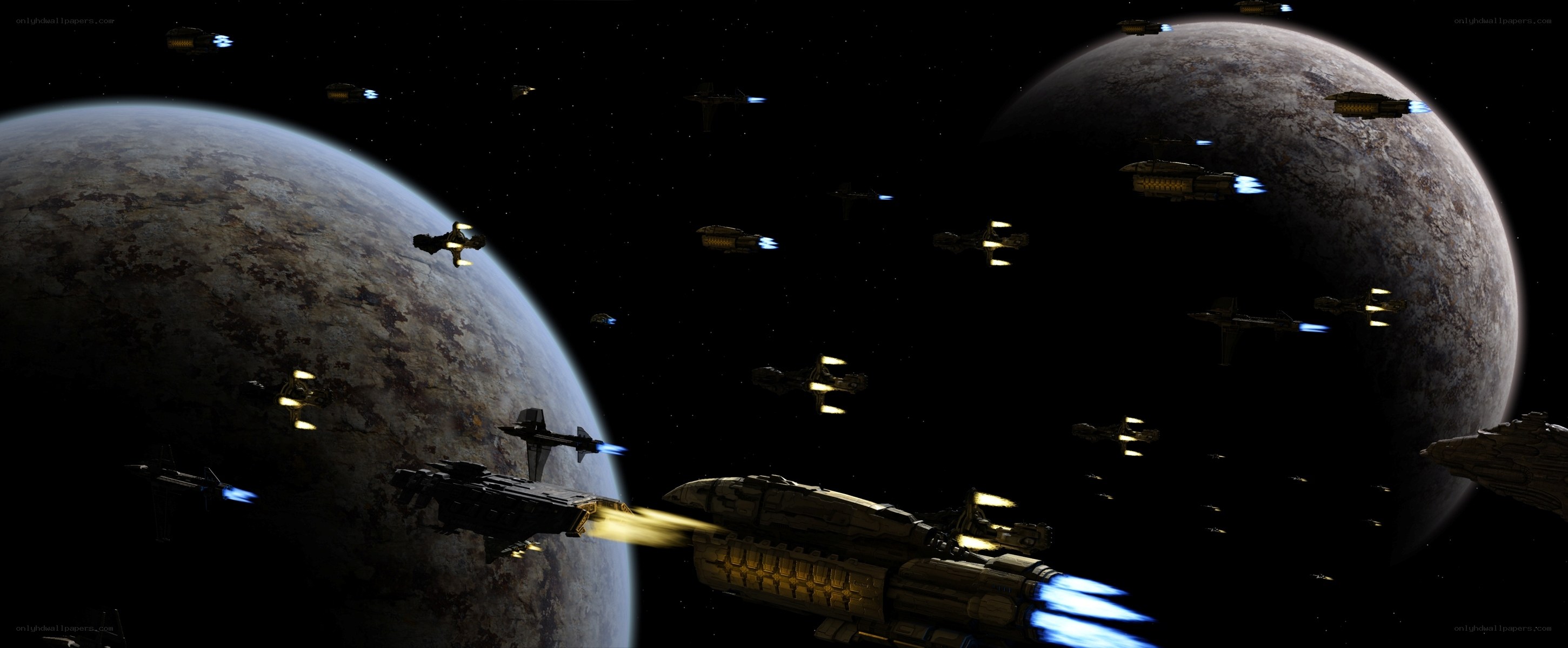 space battle near planets