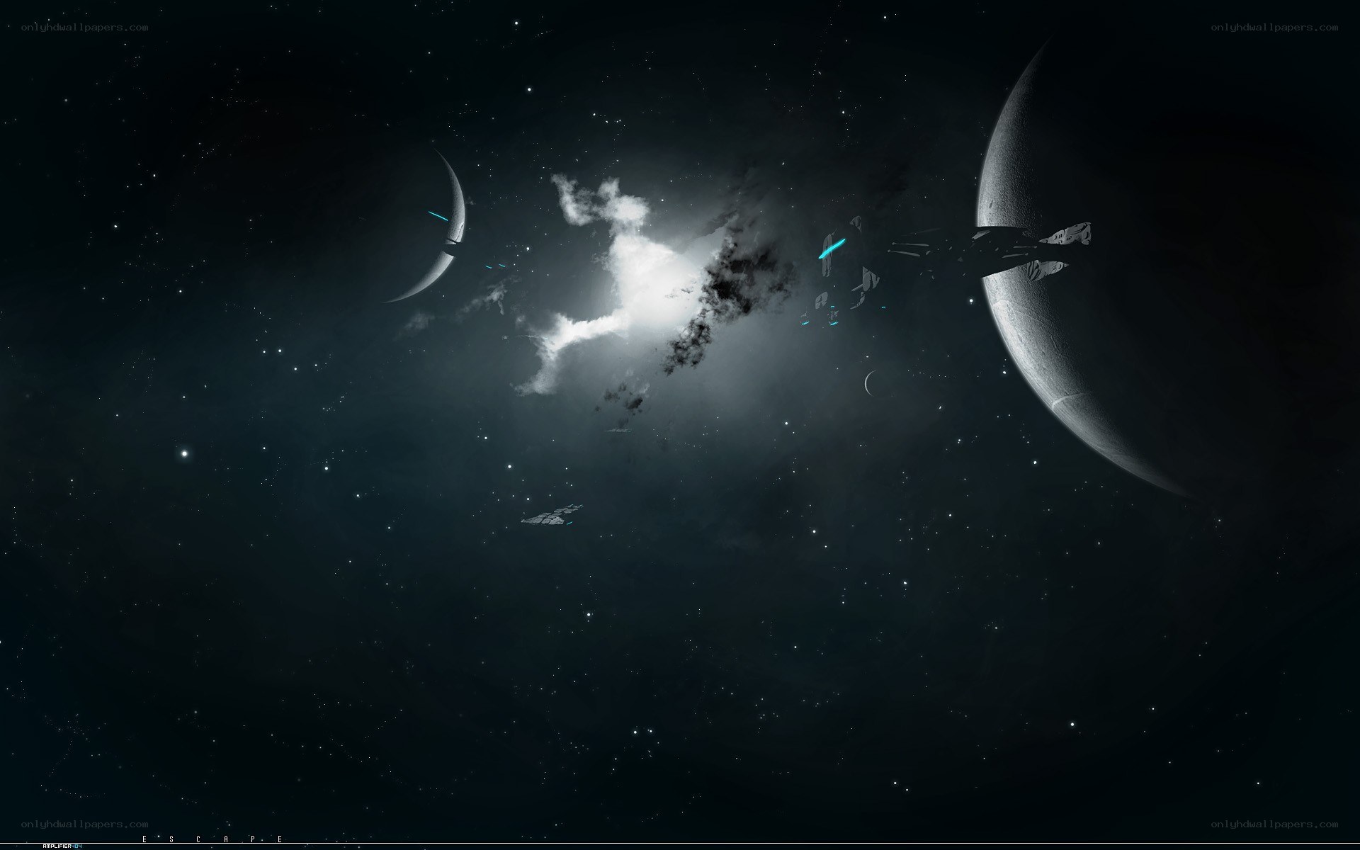 space battle near planets