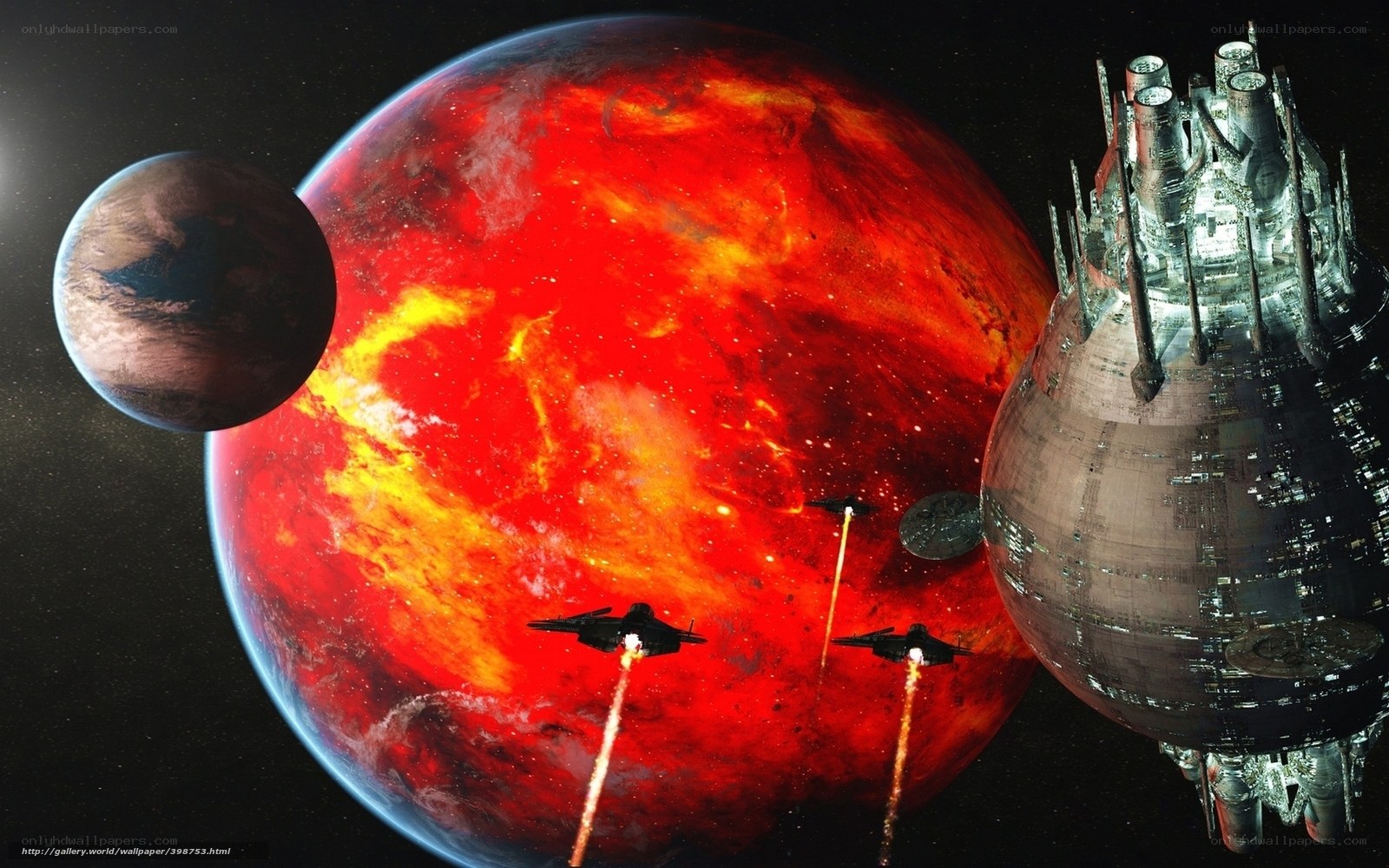 Space battle near red planet