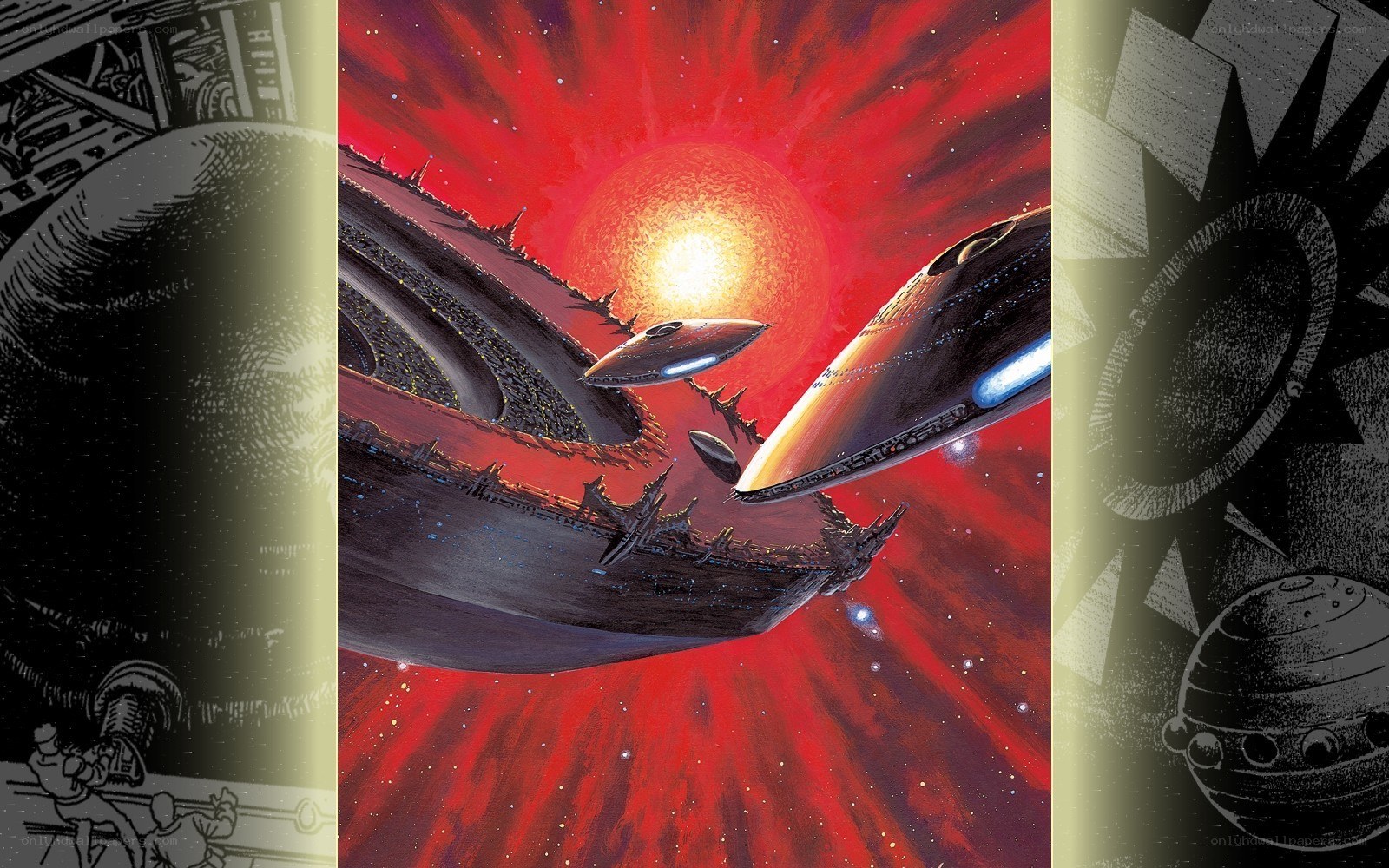 space battle near red star