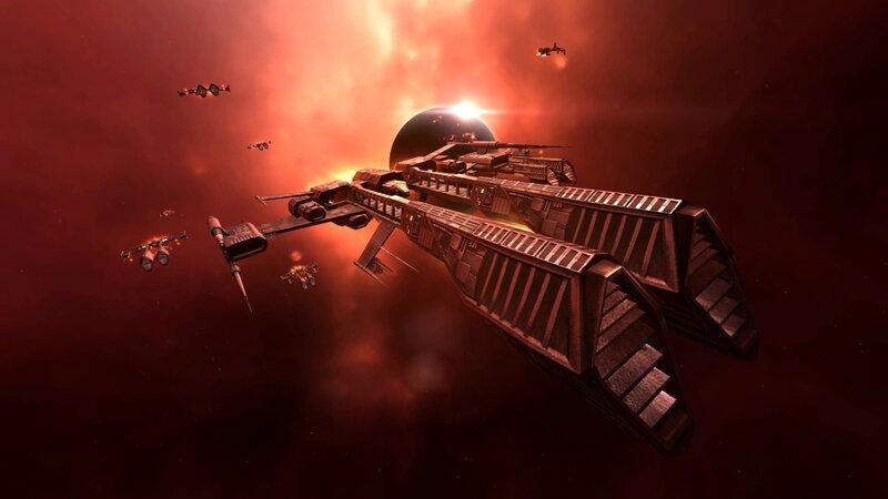space battle near red star