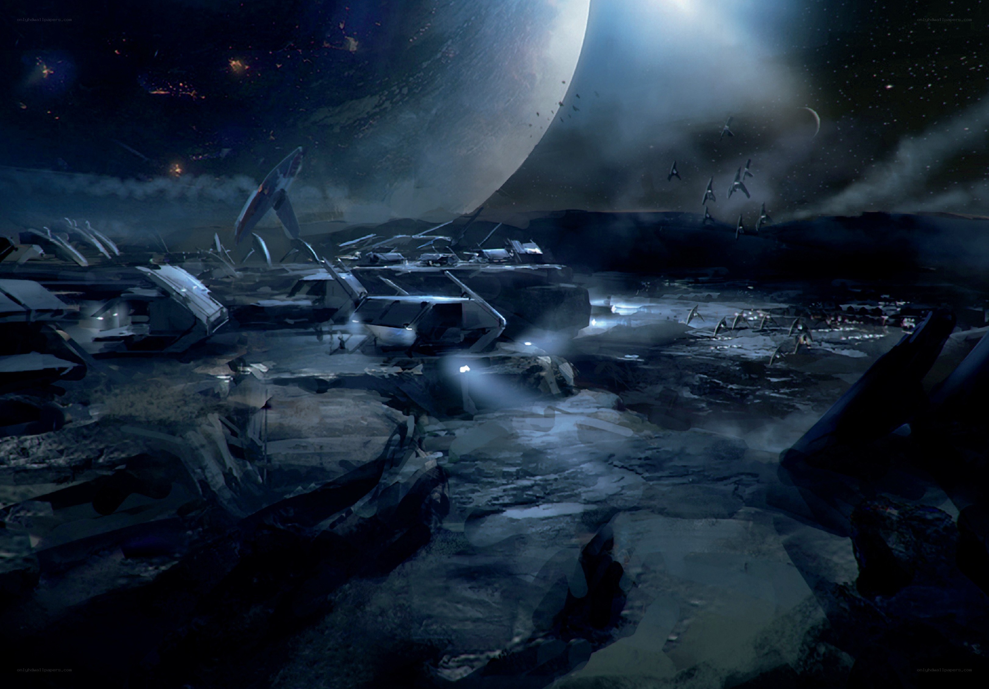 space battle on alien planet