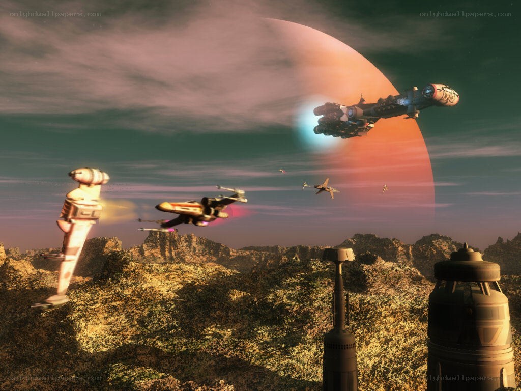 space battle on alien planet