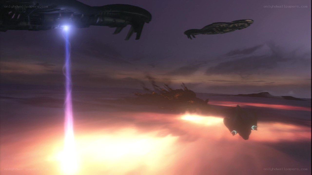 space battle over a planet
