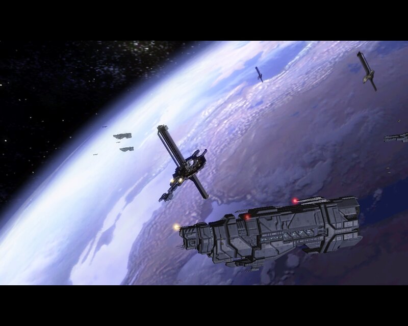 Space battle over a planet