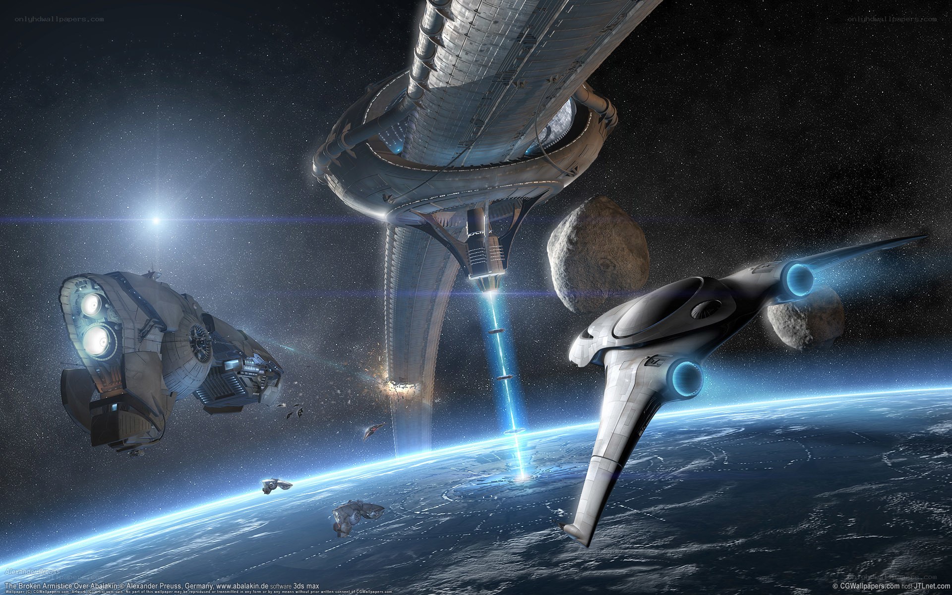 Space battle over a planet