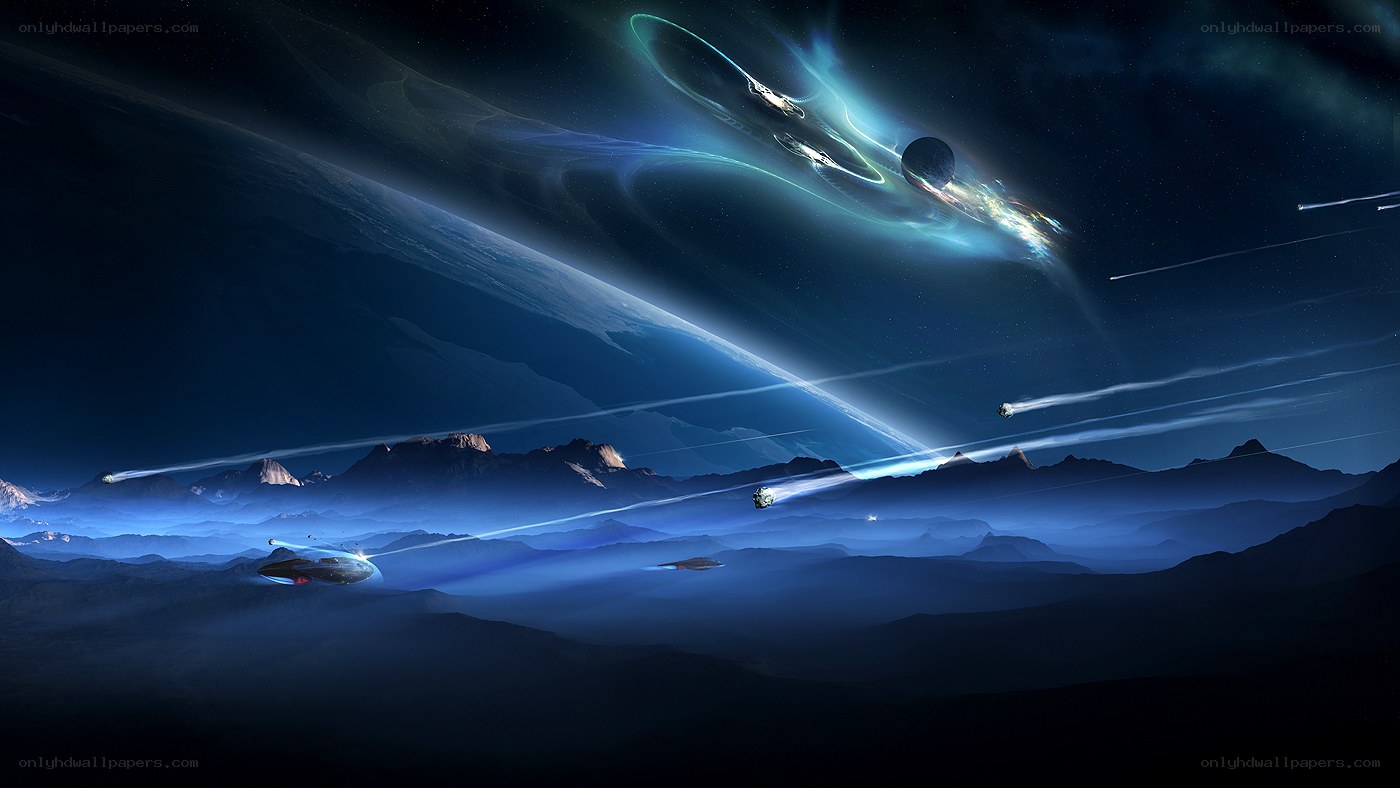 Space battle over alien planet