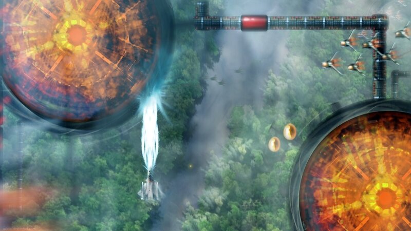 space battle over forest planet