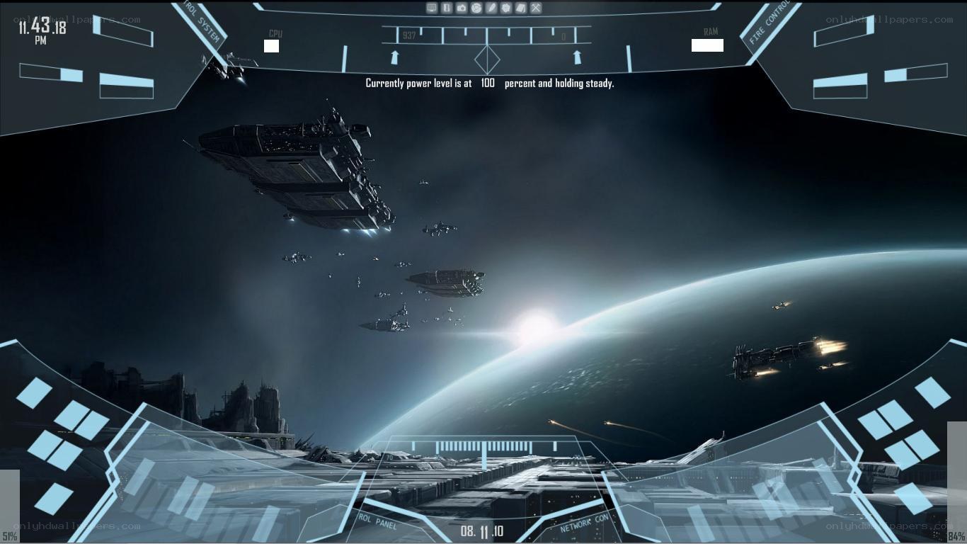 space battle over planet