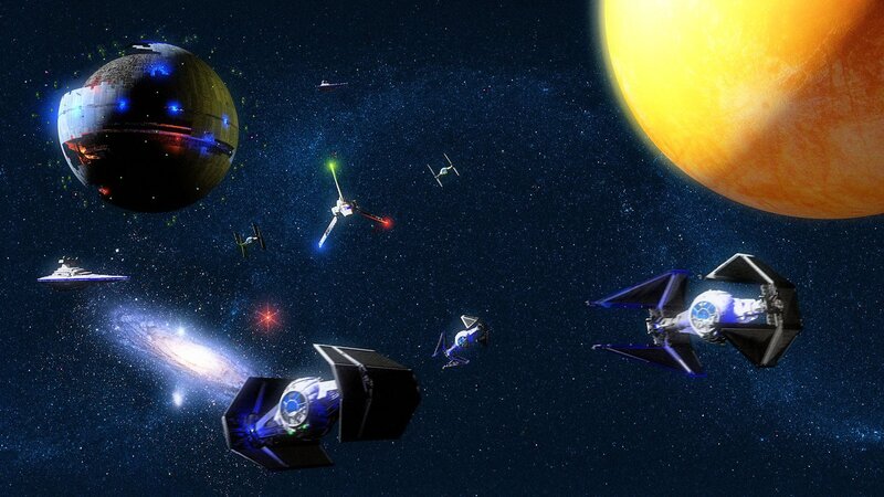 Space Battle Scene — Blue, Dramatic