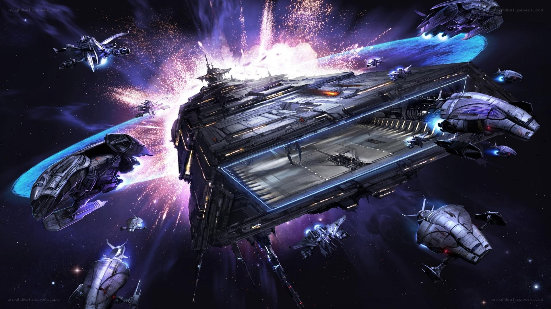 space battle with capital ship