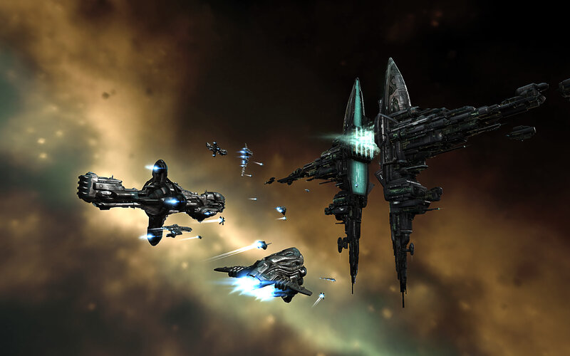 Space battle with capital ships