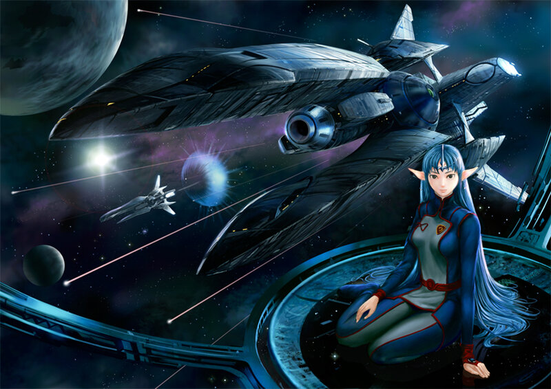 space battle with elf woman