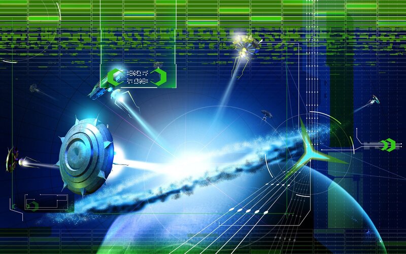 space battle with energy weapons