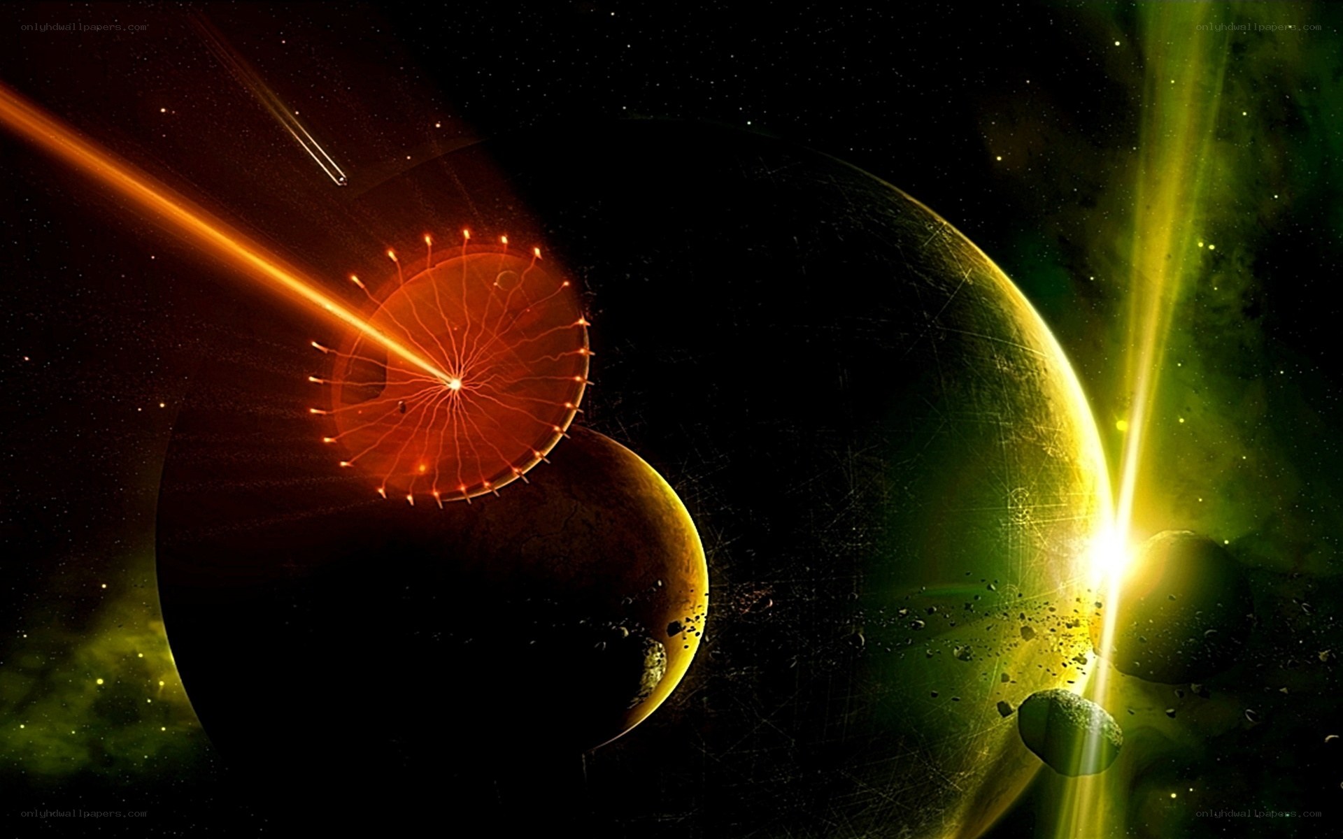 Space battle with energy weapons