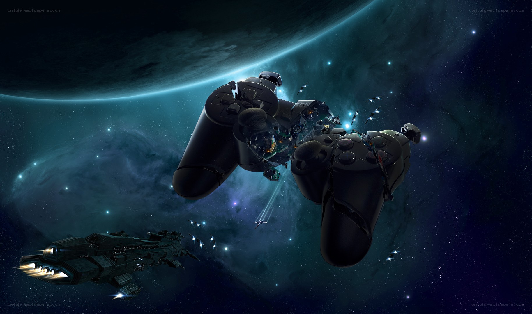 Space battle with game controller