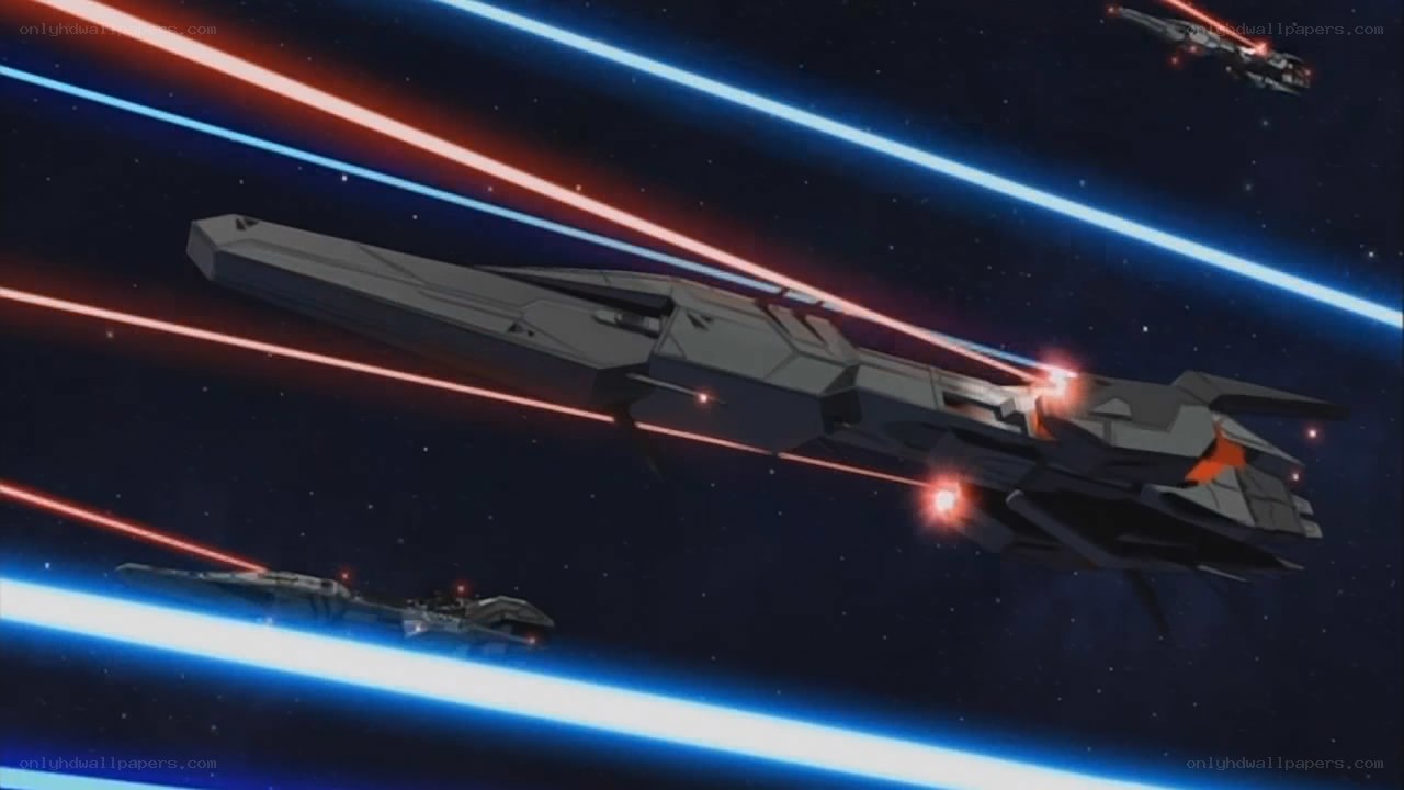 Space battle with laser fire