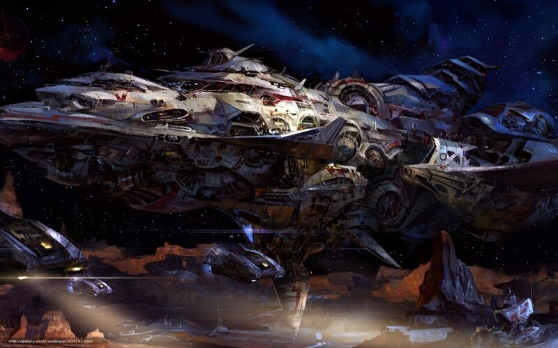 space battleship in asteroid field