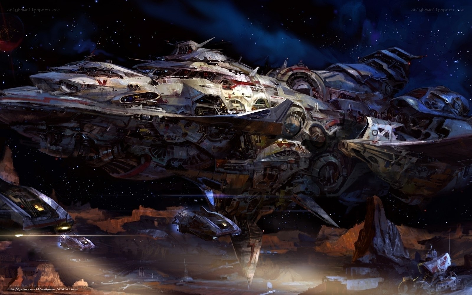 space battleship in asteroid field