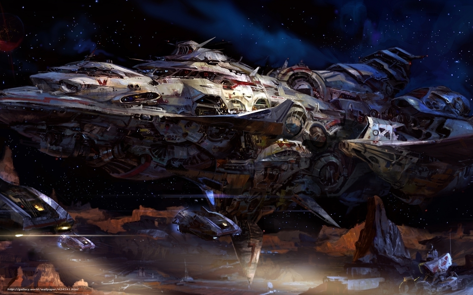 space battleship in asteroid field