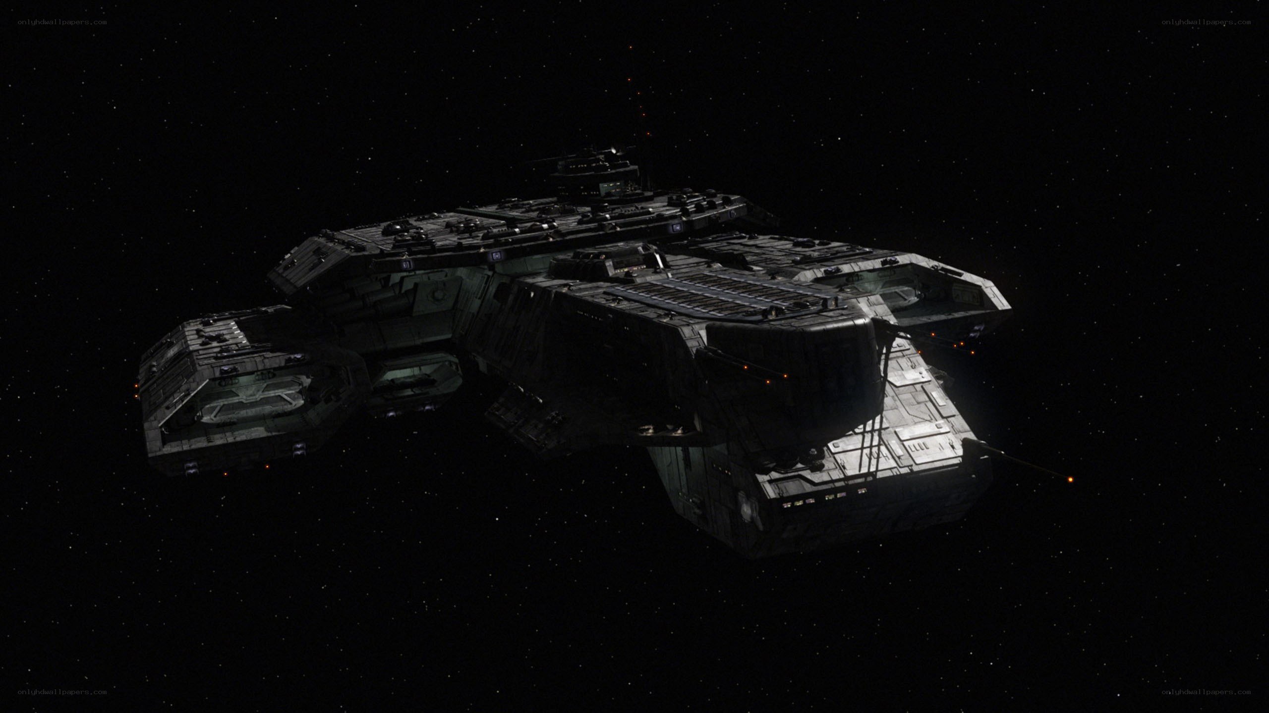 space battleship in deep space
