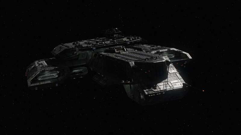 space battleship in deep space