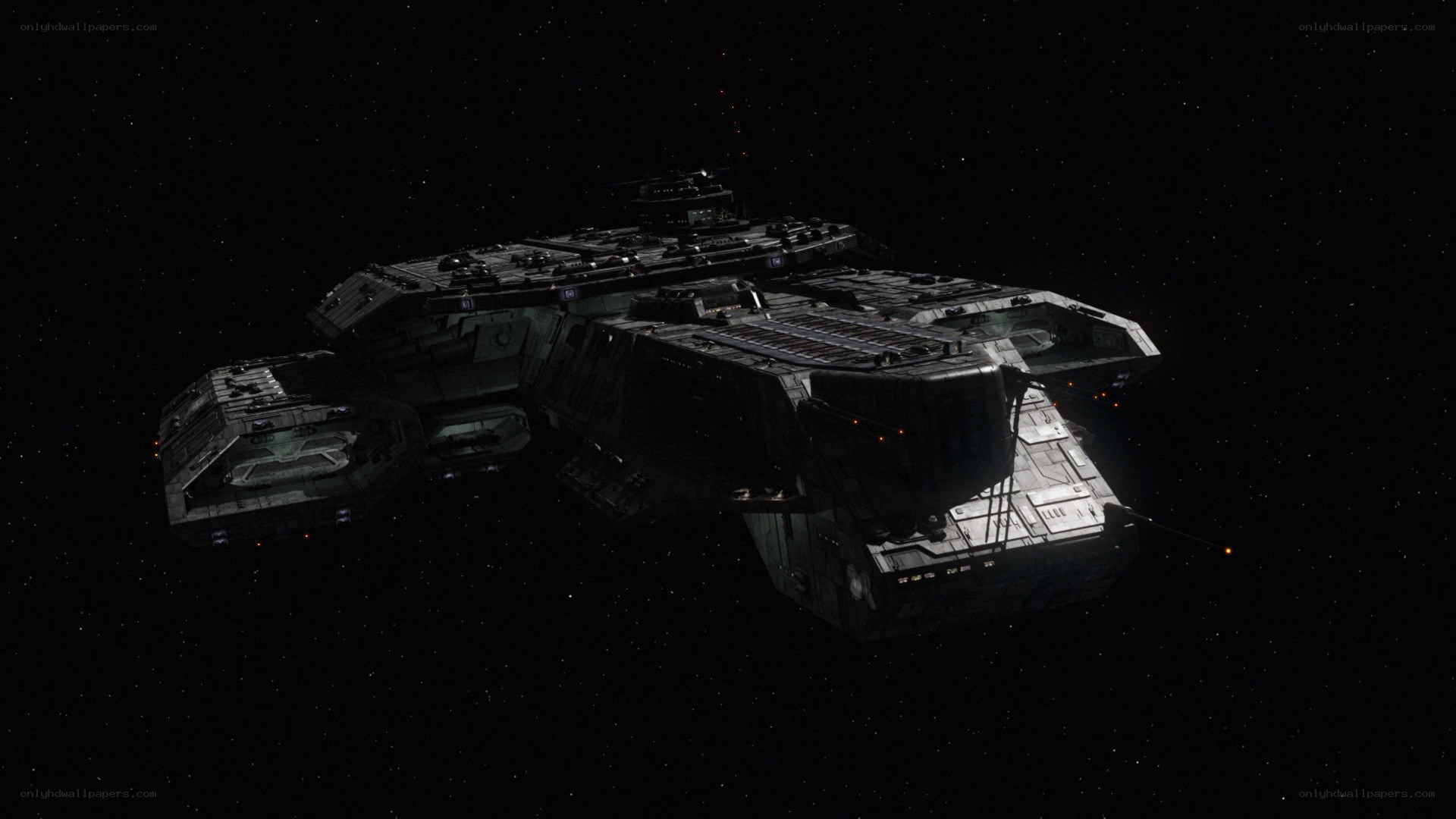 space battleship in deep space