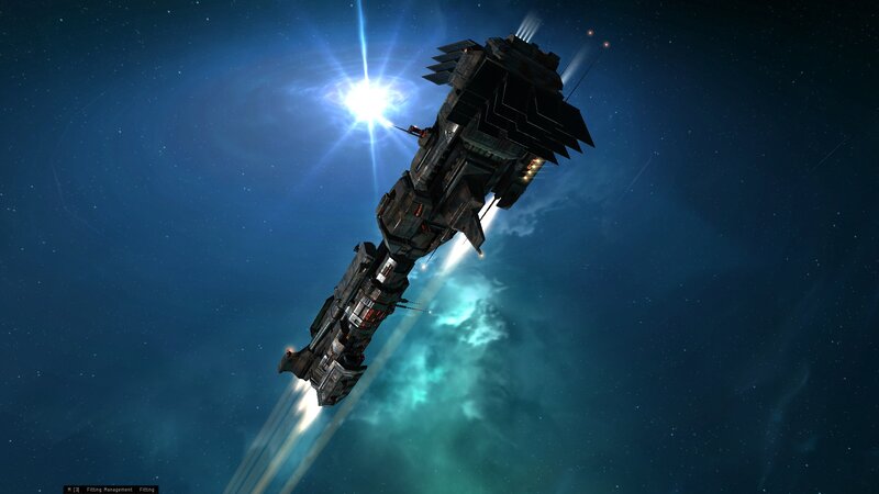 Space Battleship in Flight — Blue