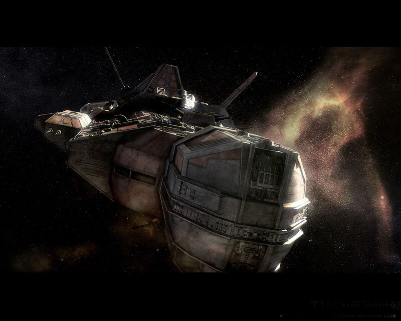 space battleship in nebula