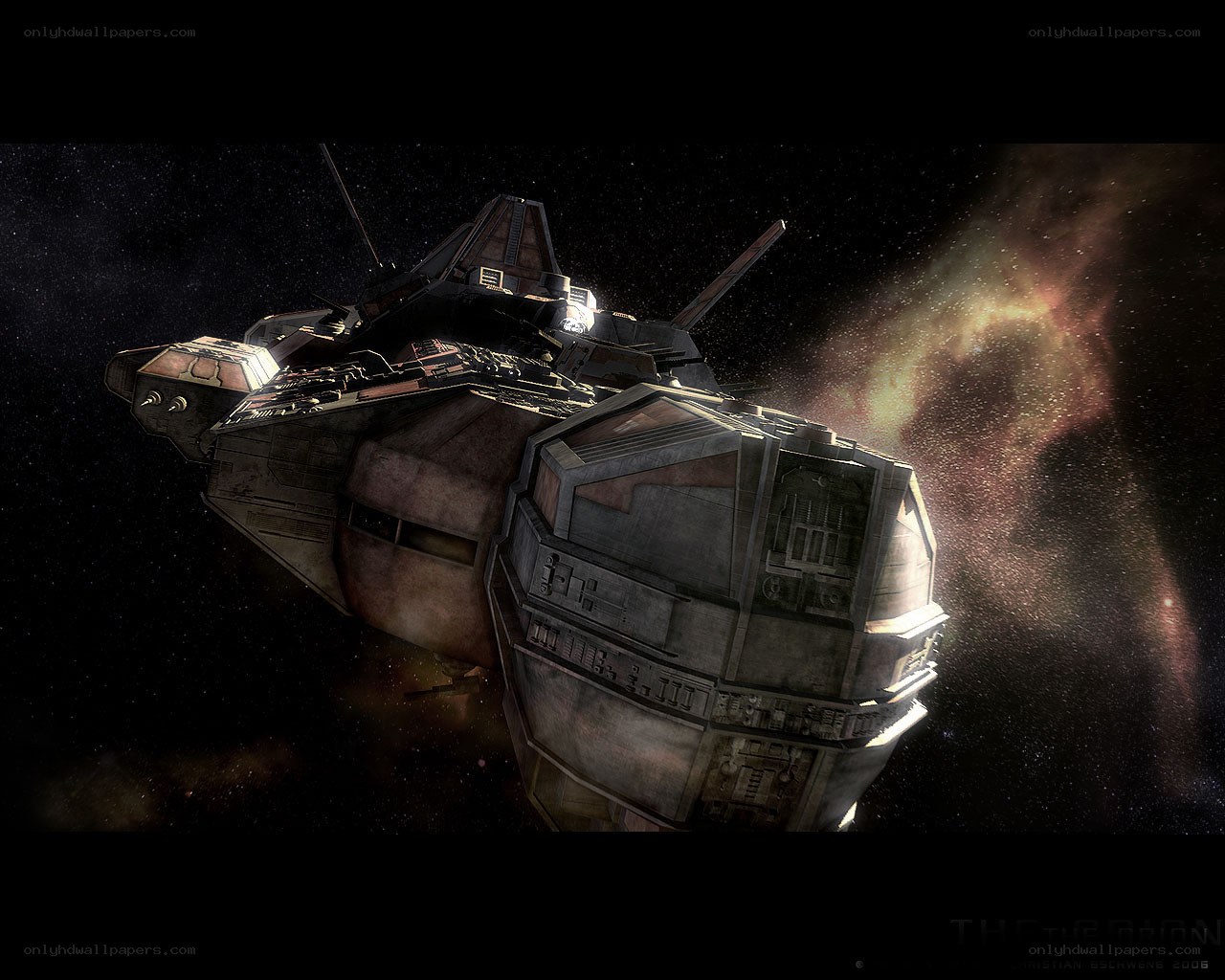 space battleship in nebula