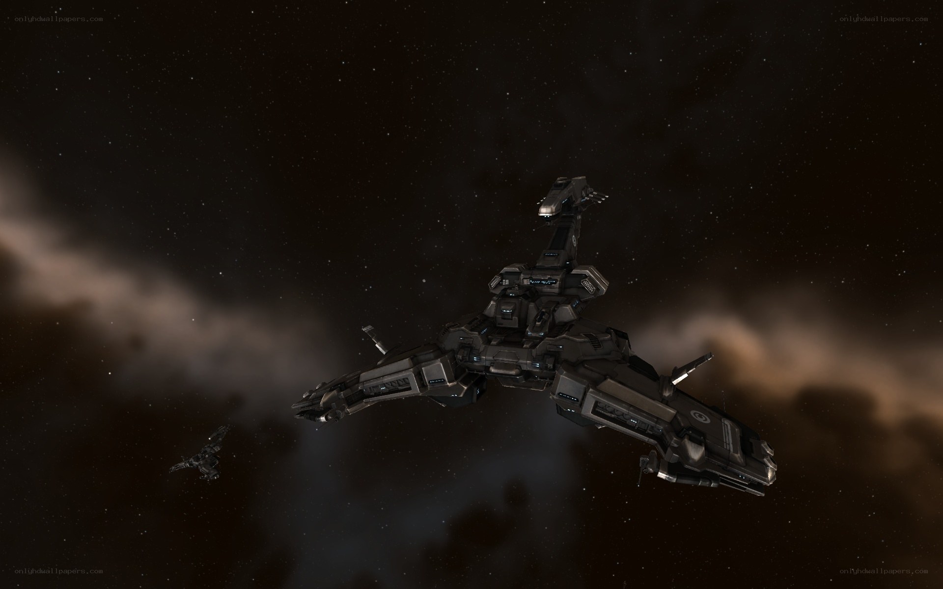 space battleship in nebula