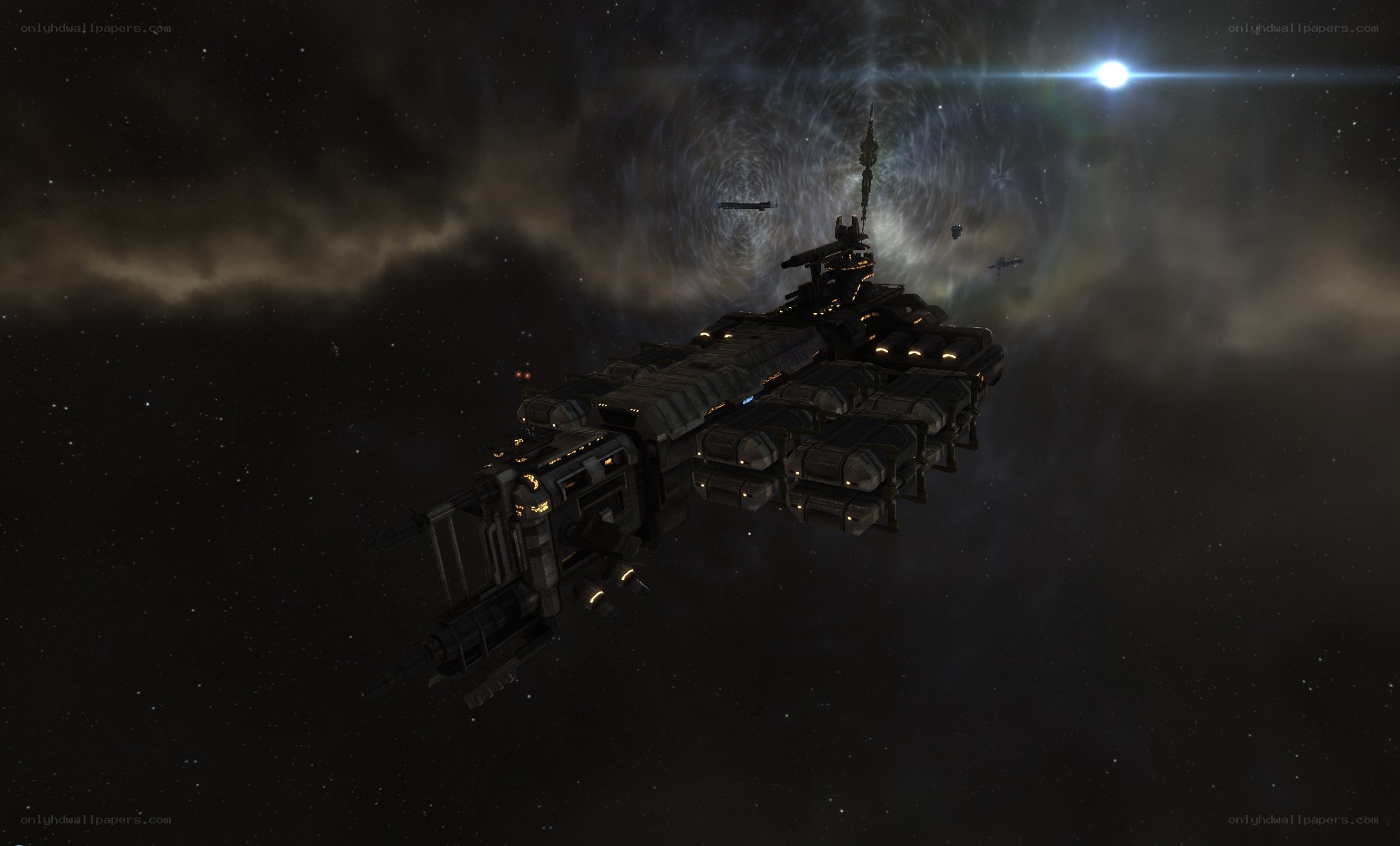 space battleship in nebula